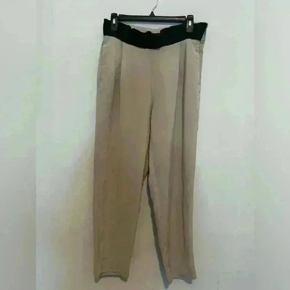 Peserico Womens Casual Pull On Crop Beige Pants  Size 42 (Waist-30'')